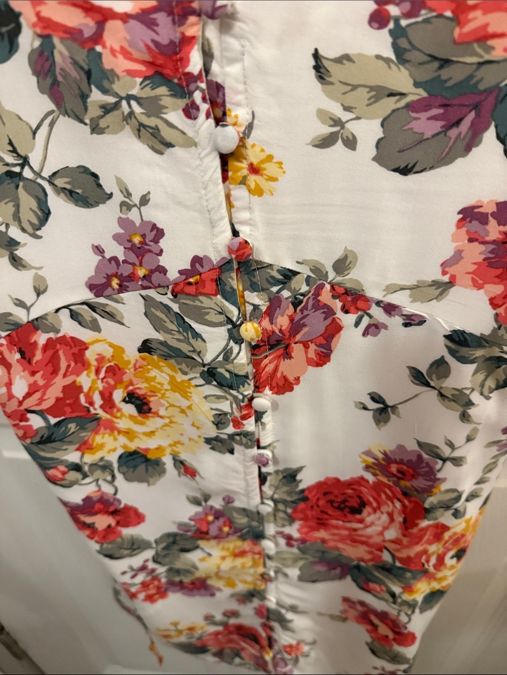 Abercrombie & Fitch White Floral Button-Front Slip Dress, Small - Picture 4 of 8